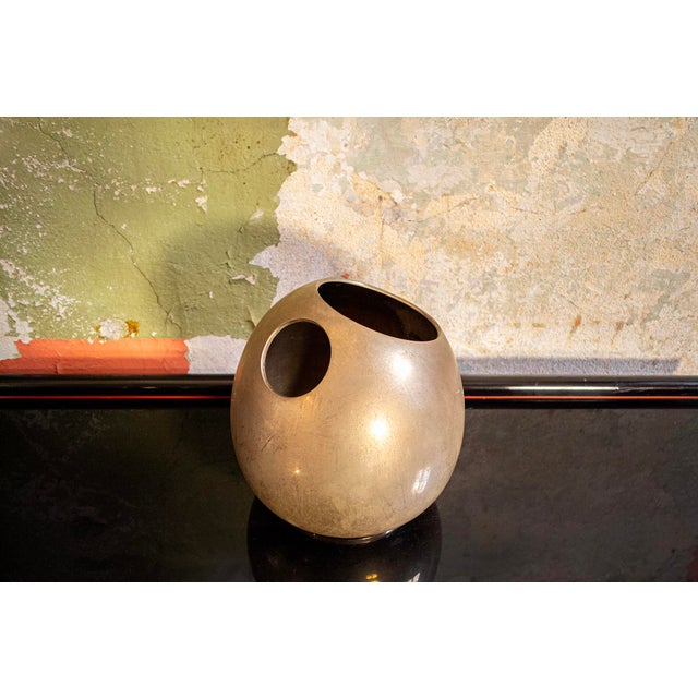 Spatialist silver vase. Made in Italy 1960s