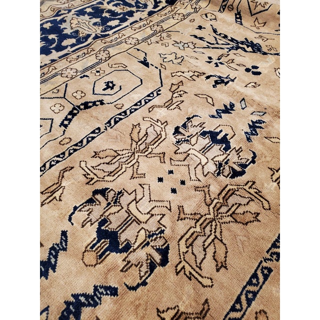 Antique Indo-Mahal, Handmade Oriental Rug, Blue, Taupe, Creams All-Over Design For Sale - Image 13 of 17
