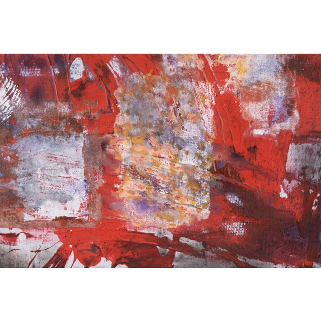 Late 20th Century Red Splatters on Grey Field - Abstract Expressionist in Acrylic on Linen by D Whalen For Sale - Image 5 of 10