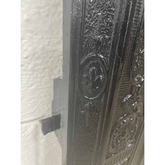 Black 19th Century French Quarter Cast Iron Fireplace Surround & Ornate Figural Cover 36"x36" For Sale - Image 8 of 10