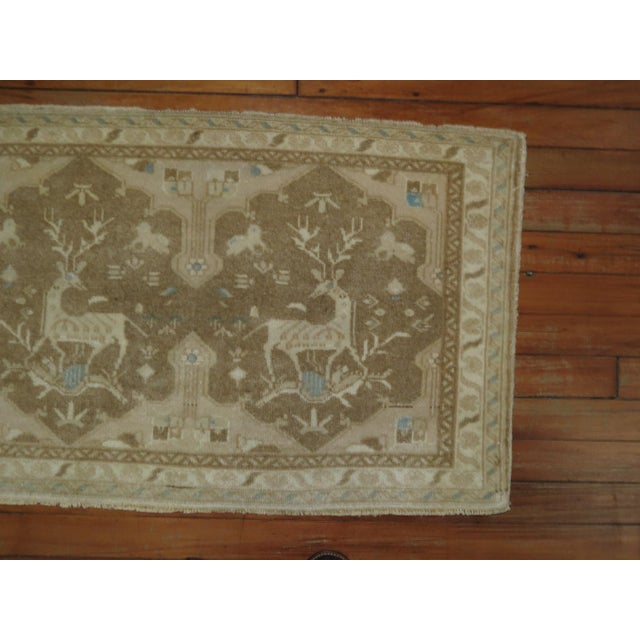 Mid 20th Century Pair of Neutral Tabriz Pictorial Reindeer Mats For Sale In New York - Image 6 of 6