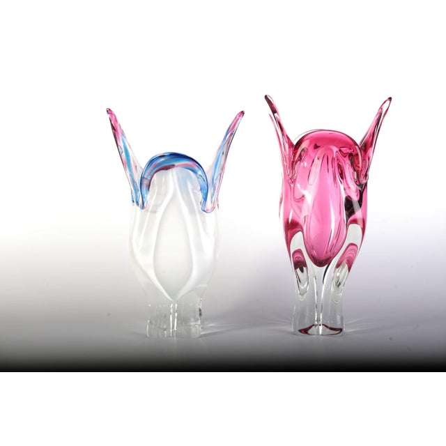 Czech Glass Vase by Josef Hospodka for Sklarny Chribska, 1970s, Set of 2 For Sale - Image 14 of 14