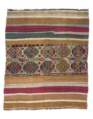 Vintage Colorful Kilim Rug- 4′5″ × 5′5″