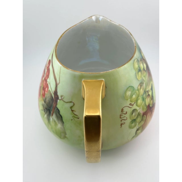 Antique Porcelain Cider Pitcher – Hand Painted Grapes & Vines - Austria For Sale - Image 4 of 10