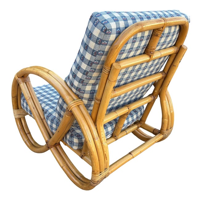 1950s Restored Mid-Century Double Strand Full Round Rattan Lounge Chair For Sale - Image 4 of 7