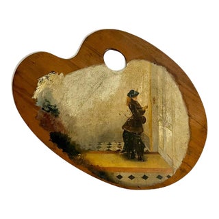 Antique French 19th Century Artist Palette Painting After Edouard Bisson For Sale