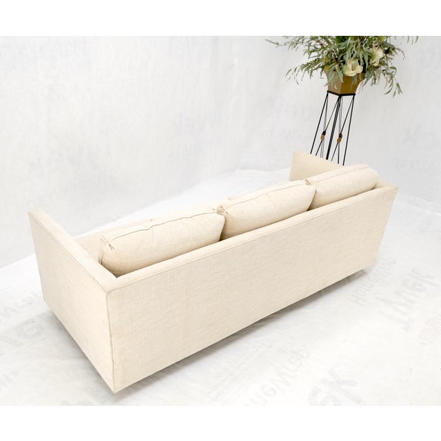 Custom Design Mid-Century Modern Beige Upholstery Box Shape Sofa Mint! For Sale - Image 9 of 18