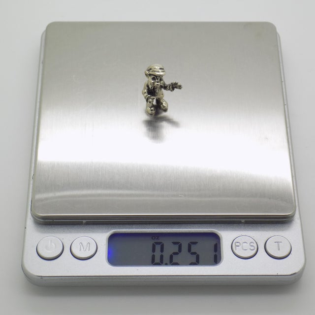 Vintage Italian Handmade Genuine Silver Garden Gnome Solid Dollhouse Miniature For Sale - Image 10 of 11