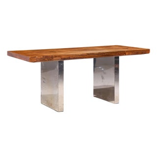 Roger Sprunger for Dunbar Mid Century Rosewood and Chrome Executive Desk For Sale