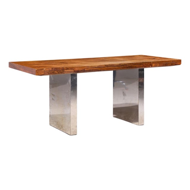Roger Sprunger for Dunbar Mid Century Rosewood and Chrome Executive Desk For Sale