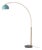 Half Dome 92" Arc Floor Lamp - Mid-Century Modern, Weathered Brass, Pool Blue Shade, Black Marble Base For Sale
