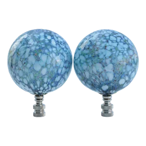 Speckled Handblown Glass Lamp Finials - a Pair