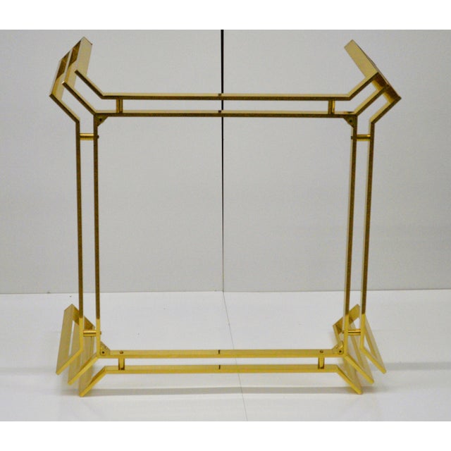 Mid-Century Modern Italian Lacquered Thin Line Brass Square Spacer Coffee Table For Sale In Cincinnati - Image 6 of 12