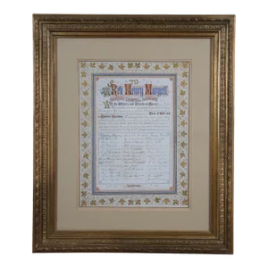 Antique 1879 Illustrated Certificate Rev Henry Margett Surrey Chapel London, Framed