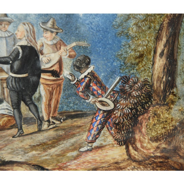 Paper Commedia Dellarte (Harlequin), 1700s, Gouache & Ink on Paper For Sale - Image 7 of 9
