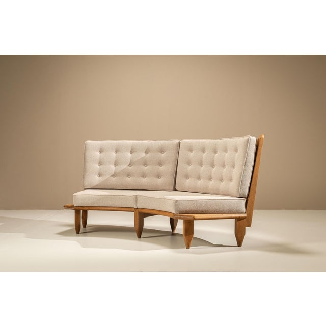 Curved Oak Sofa by Guillerme et Chambron, France, 1960s For Sale - Image 18 of 18