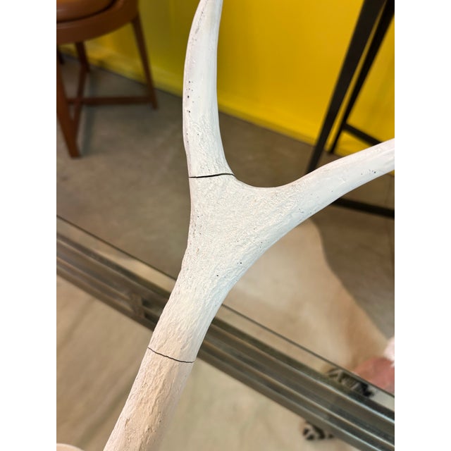 White Large White Painted Faux Buckhorn Chandelier For Sale - Image 8 of 9