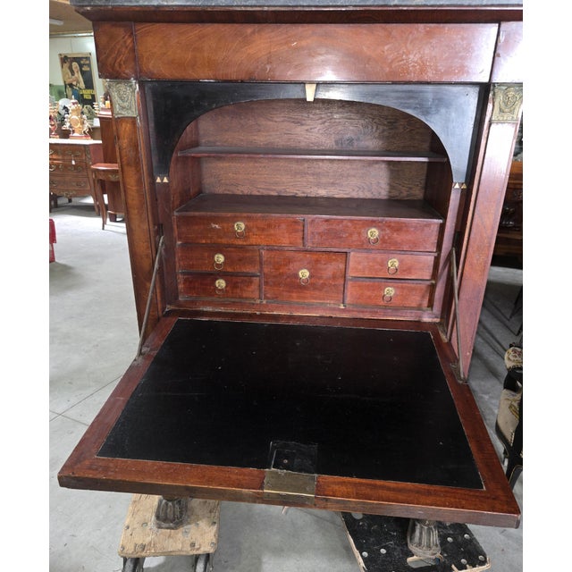 Empire Secretary Desk in Mahogany and Gilt Bronze For Sale - Image 4 of 9