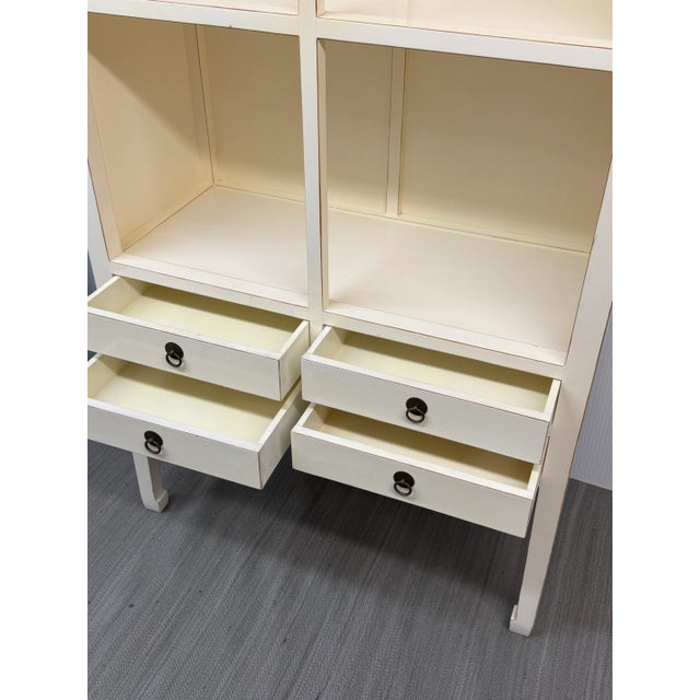 Chinoiserie Zen Ivory Finish Bookcase For Sale - Image 9 of 12