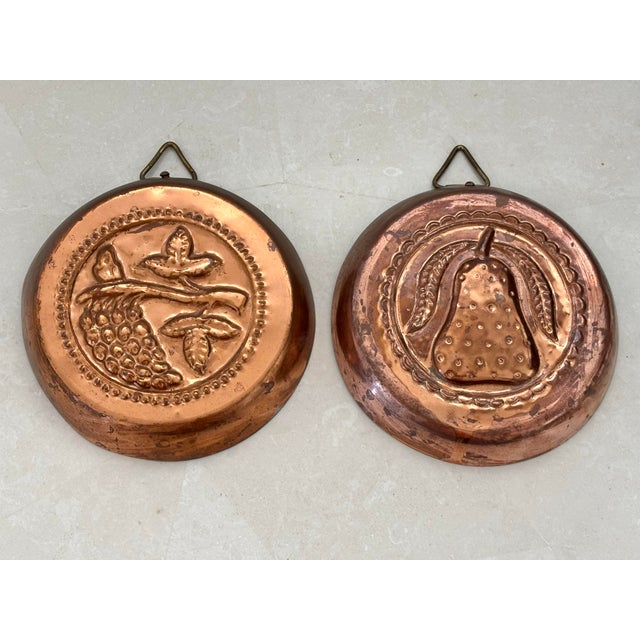 1960s Vintage French Country Copper Fruit Molds, a Pair For Sale - Image 5 of 5