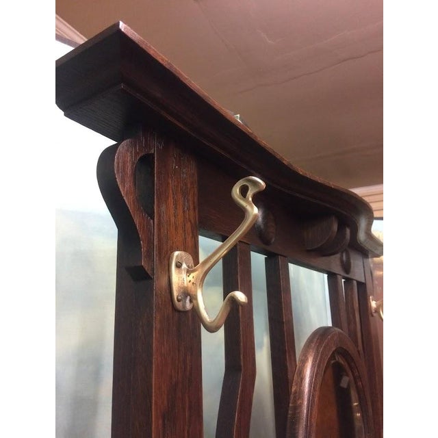 Brown Antique Hall Tree, Mission Style Hat Rack, Arts and Crafts Style For Sale - Image 8 of 12