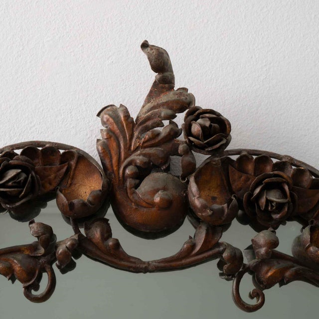 Italian Wrougt Iron Neo Baroque Mirror Italy Mid 20th Century For Sale - Image 10 of 11