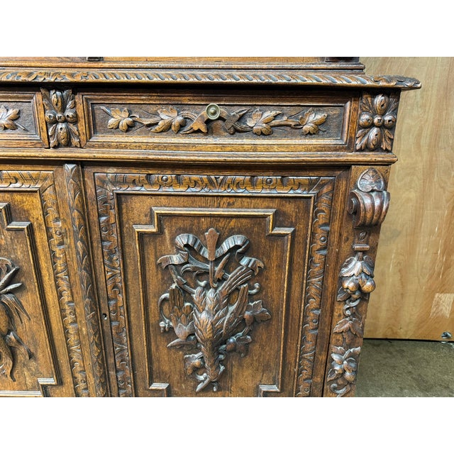 French Carved Oak Hunting Cabinet, 1860 For Sale - Image 13 of 14