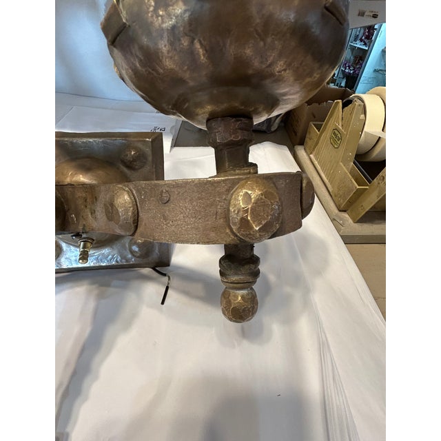 Antique French Heavy Bronze Gothic Sconces- A Pair For Sale - Image 4 of 14