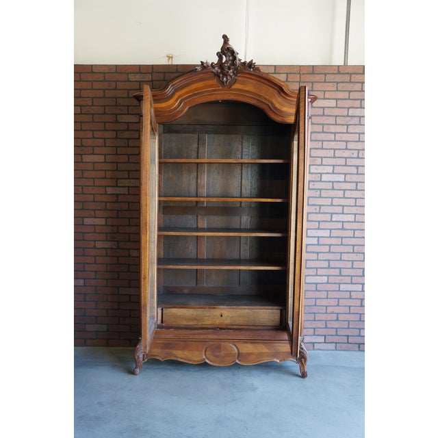 Antique French Rococo Glass Front Armoire For Sale - Image 10 of 11