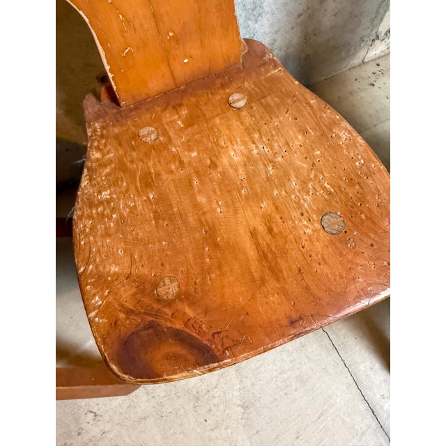 Set of 4 Vintage Alpine Bavarian Heart-Cutout Plank Chairs (Brettstuhl) For Sale - Image 6 of 13