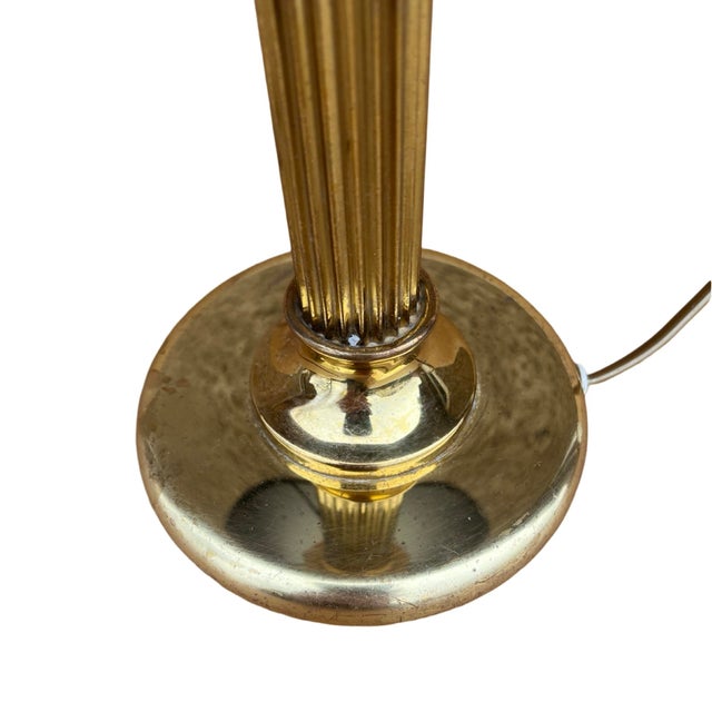 Brass Night Lamp, Table Lamp With Lampshade, Germany, 1970s. For Sale - Image 10 of 12