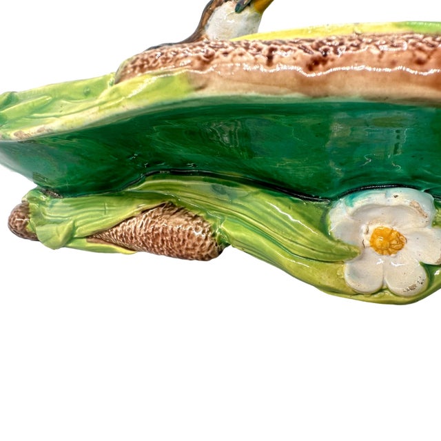 A George Jones Majolica Kingfisher on Lily Pad Luncheon Tray, English, Ca. 1875 For Sale - Image 10 of 12