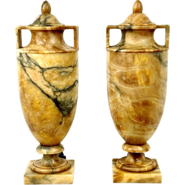 Pair of Italian Alabaster Urn Table Lamps For Sale - Image 12 of 12
