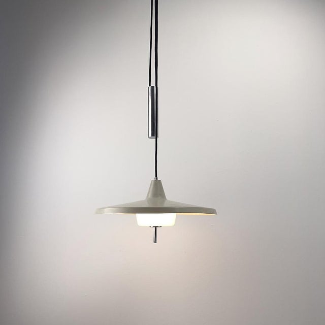 Grey Pendant Lamp with Counterweight, Germany, 1950s For Sale - Image 4 of 11