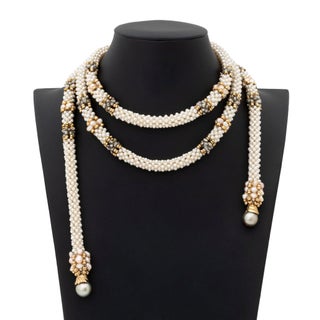 Yellow Gold and Cultured Pearl Wedding Garland For Sale