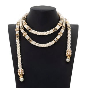 Yellow Gold and Cultured Pearl Wedding Garland