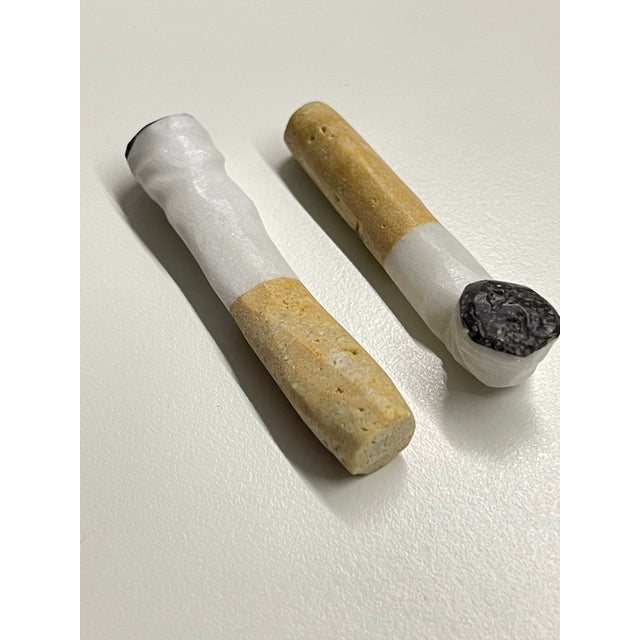Pop Art Sculptural Hand-Carved Carrara Marble Cigarette Butts, Tuscany, Italy, 1950s, Set of 2 For Sale - Image 13 of 13