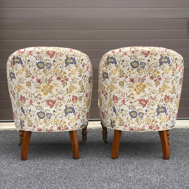 Tufted Floral Slipper Chairs a Pair Chairish