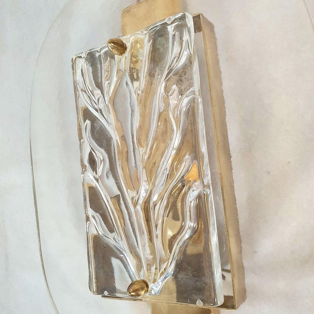Transparent Mid-Century Modern Murano Glass Sconces - A Pair For Sale - Image 8 of 9