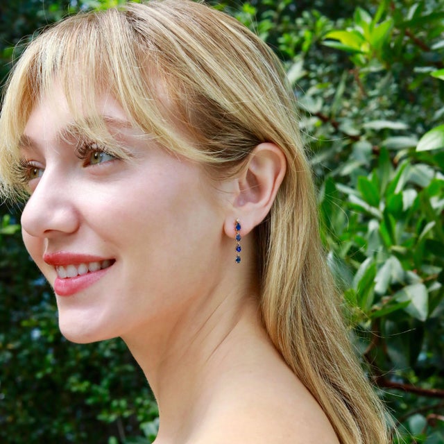 Nina Zhou 2.45ctw Sapphire Diamond and Pearl Convertible Drop Earrings in 14k Gold For Sale - Image 9 of 9