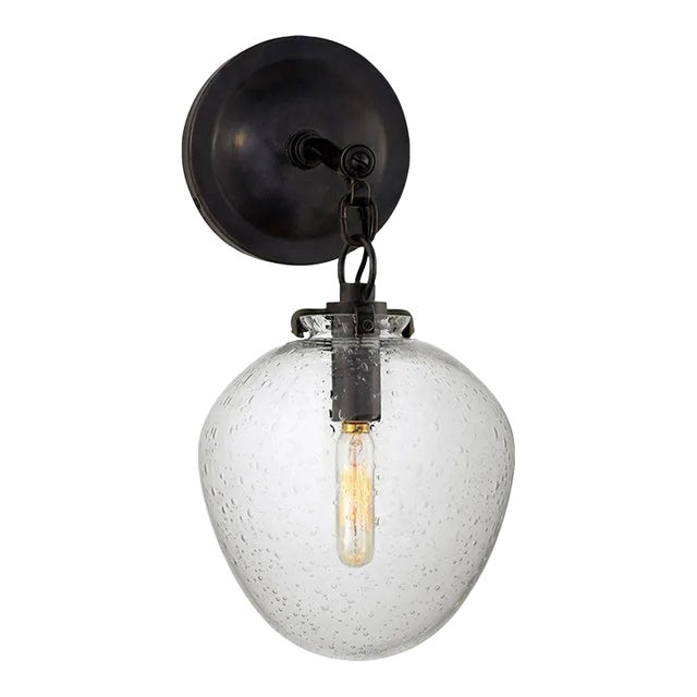 Thomas O'Brien for Visual Comfort Signature Katie Small Acorn Sconce in Bronze with Seeded Glass For Sale