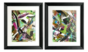 Maria Esmar, Untitled, Acrylic on Paper, Framed, Set of 2