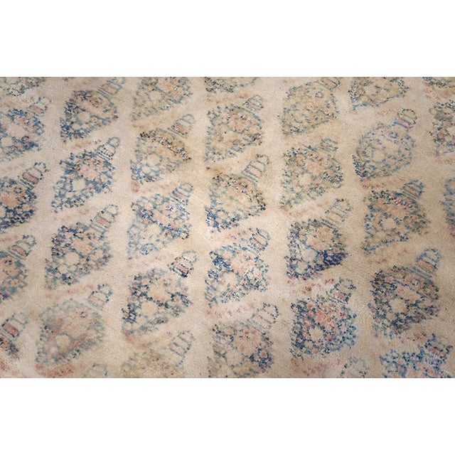 Spectacular Diamond Design on Ivory Background Color Antique Indian Cotton Agra Rug For Sale - Image 4 of 10