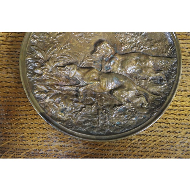 Antique French Copper Hunting Dog Relief Plaque For Sale - Image 4 of 7