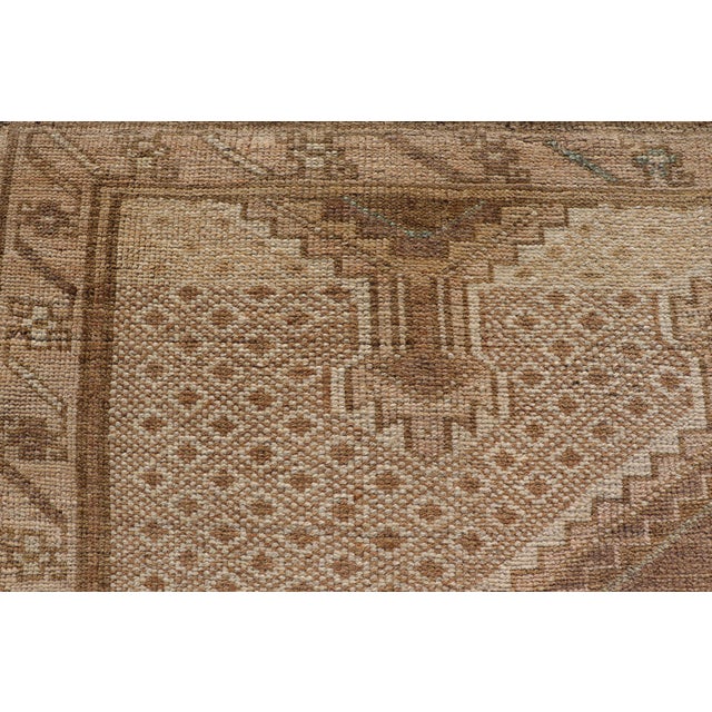 Vintage Turkish Kars Gallery Runner in Warm Taupe, Sand, and Soft Brown For Sale - Image 4 of 14