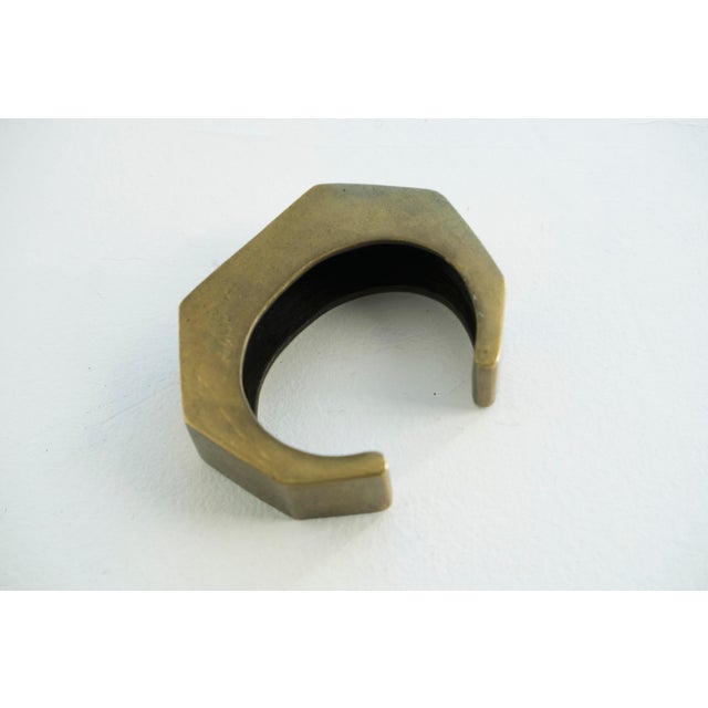 Metal Vintage 1970s Brutalist Brass Cuff Bracelet For Sale - Image 7 of 8