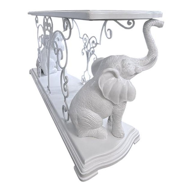 Wood Vintage Hollywood Regency Elephant Console Table For Sale - Image 7 of 10