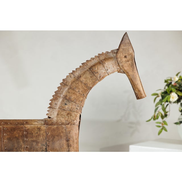 Vintage Indian Riveted Iron Horse Sculpture with Rustic Patina For Sale - Image 18 of 18