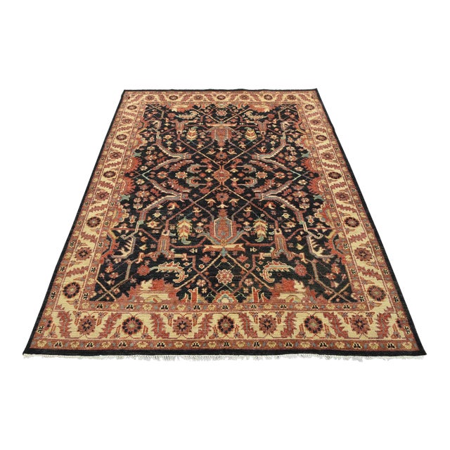Heriz Rug 8’2” X 10’1” Blue Wool Traditional Hand-Knotted Oriental Carpet For Sale