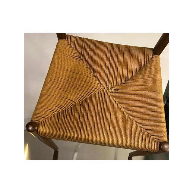 1960s Mid 20th Century Danish Rush and Teak Wood Chair For Sale - Image 5 of 8